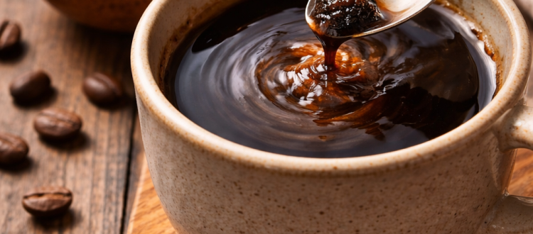 mélange shilajit dans café