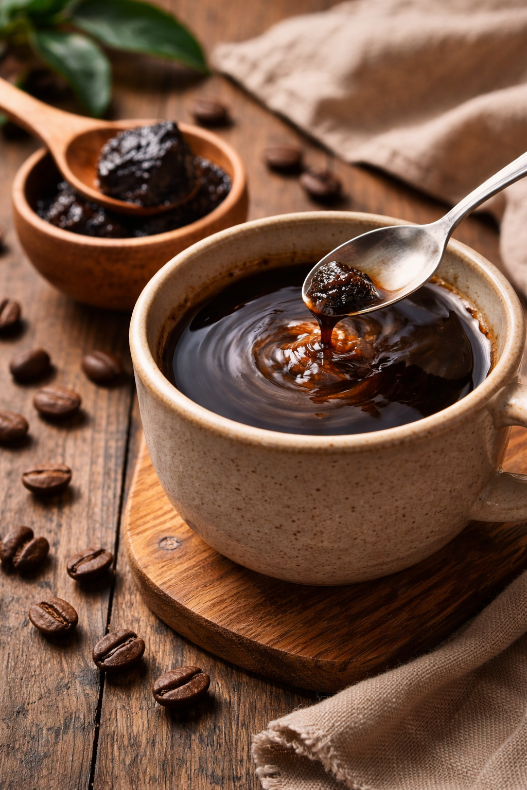 mélange shilajit dans café